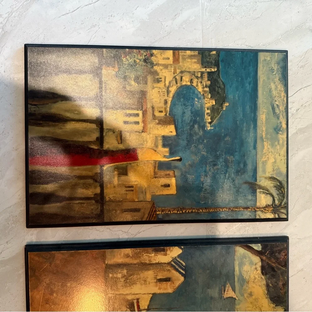 Z Gallerie Wooden Coastal Prints - Blue and Gold Tones Didier Lourenco